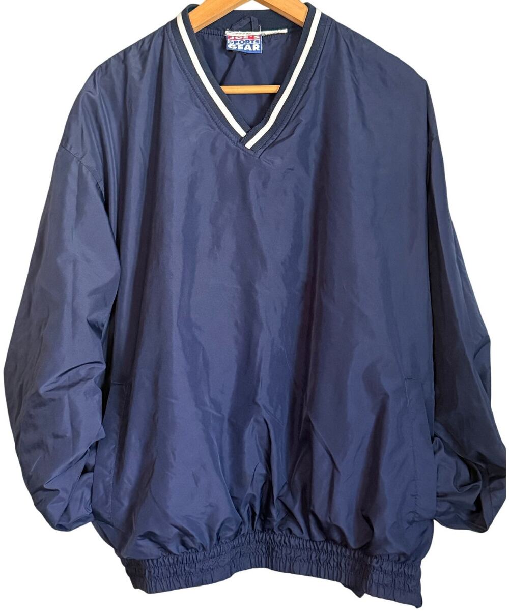 Vintage 90s Men's Large Windbreaker Pullover Warm Up Top Jersey Lined Baseball